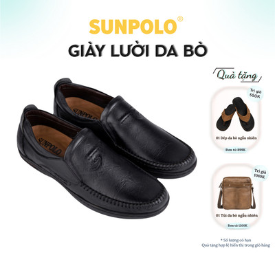 Giày lười nam Da bò SUNPOLO đi làm công sở, đi chơi SU4016