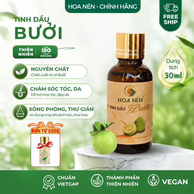 Tinh dầu Bưởi nguyên chất - Hoa Nén - Hương thơm dịu, thư giãn, chăm sóc tóc tự nhiên - 30ml