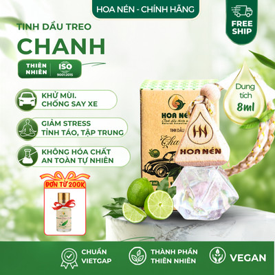 Tinh dầu Treo Chanh nguyên chất - Hoa Nén - Thơm dịu, khử mùi, giảm say xe - 8ml