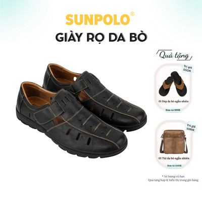 Giày rọ nam Da bò SUNPOLO thoáng khí dễ chịu STA680