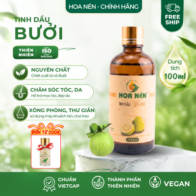 Tinh dầu Bưởi nguyên chất - Hoa Nén - Hương thanh mát, khử mùi, chăm sóc tóc - 100ml