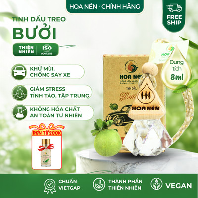 Tinh dầu treo Bưởi nguyên chất - Hoa Nén - Hương thơm mát, khử mùi, giảm say xe - 8ml