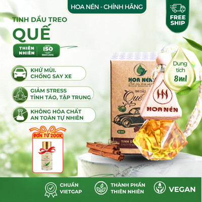 Tinh dầu treo xe Quế nguyên chất - Hoa Nén - Khử mùi, thư gi.ãn, giảm say xe - 8ml