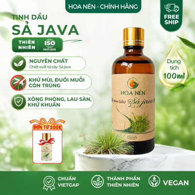Tinh dầu Sả Java nguyên chất - Hoa Nén - Khử mùi tốt, ngăn ẩm mốc, đuổi muỗi, côn trùng - 100ml