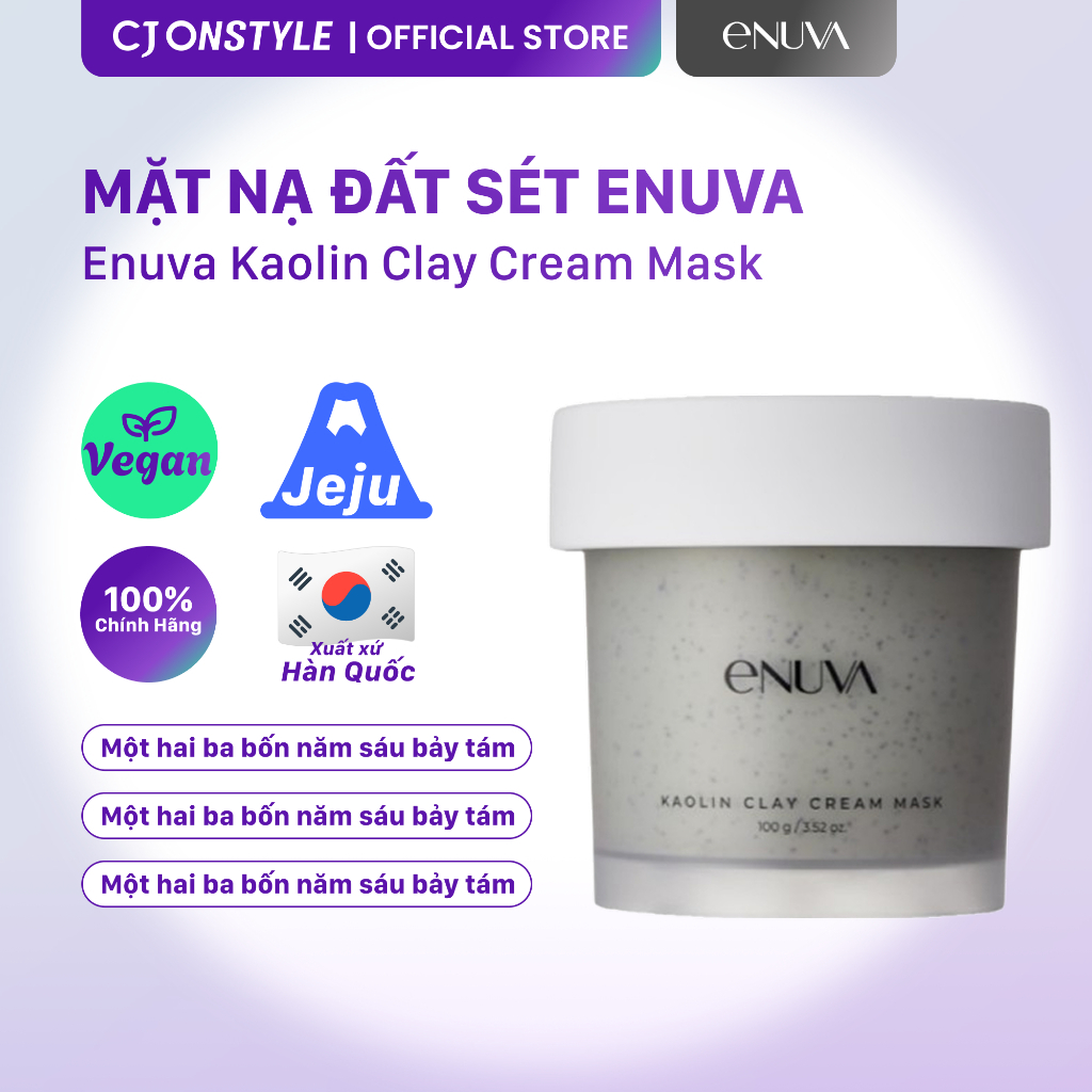 Mặt Nạ Enuva Kaolin Clay Cream Mask Làm Sạch Thu Nhỏ Lỗ Chân Lông 100g