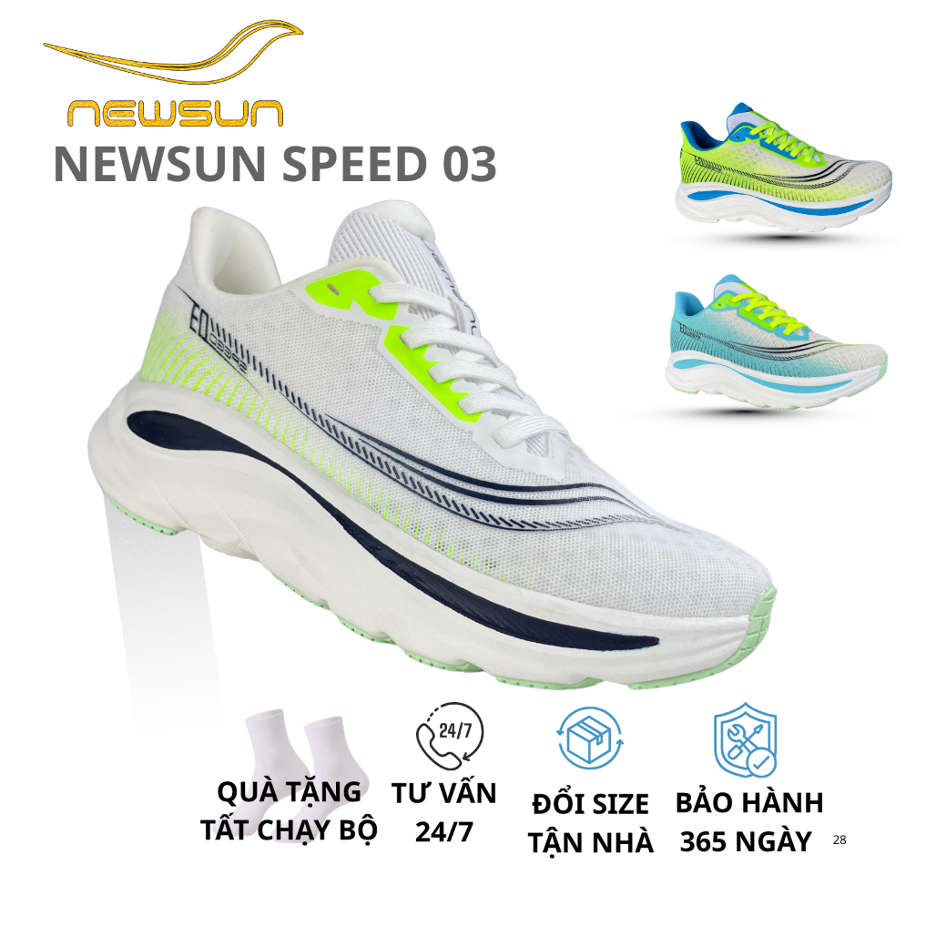 Giày Chạy Bộ NewSun Speed 03 Bản Cải Tiến Nam Nữ Êm Nhẹ Thoáng Khí Đế Đàn Hồi