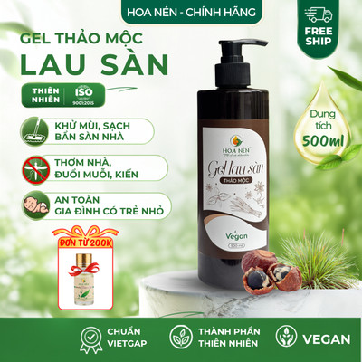 Gel Lau Sàn Thảo Mộc thiên nhiên - Hoa Nén - Vegan - Đuổi muỗi, kh.ử mùi, an toàn - 500ml