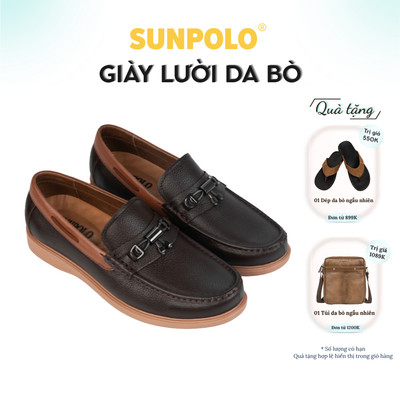 Giày mọi nam da bò SUNPOLO đi làm đi tiệc giày xỏ CS5163