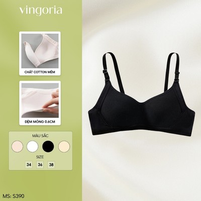 Áo lót nữ không gọng cotton VINGO/VINGORIA mút mỏng dây lưới thoáng khí S390