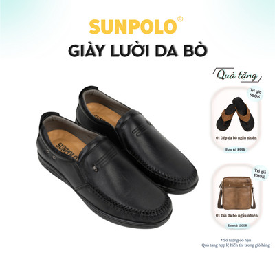 Giày lười nam Da bò SUNPOLO đi làm công sở đi chơi LMS265
