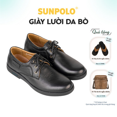 Giày lười cột dây nam da bò SUNPOLO MU2960