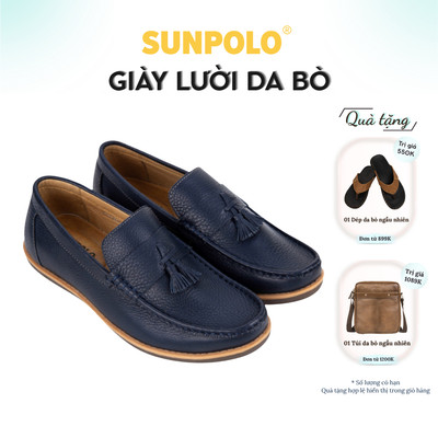 Giày lười nam Da bò cao cấp SUNPOLO đi làm công sở đi chơi MU2581