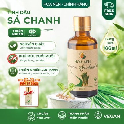 Tinh dầu Sả Chanh nguyên chất 100ml - Hoa Nén - Hương thơm mát, kh.ử mùi, ẩm mốc, đuổi muỗi.