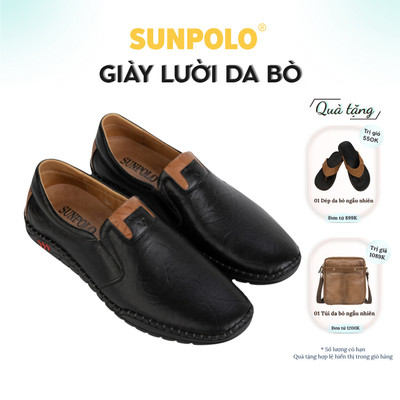 Giày lười nam Da bò SUNPOLO đi làm công sở, đi chơi CS5059