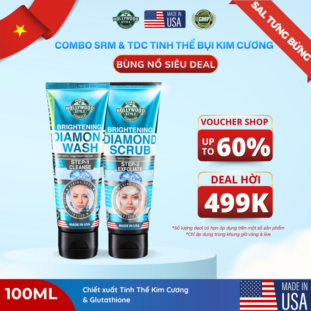 COMBO SRM + TDC Công Nghệ Bụi Kim Cương Hollywood Style 100 ML Giúp Làm Sạch, Hỗ Trợ Dưỡng Sáng Da
