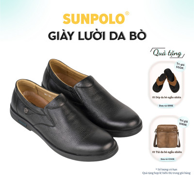 Giày Lười Nam Da Bò SUNPOLO SUMU01 Đế Mới đi làm công sở đi chơi