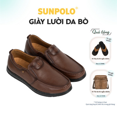 Giày lười nam Da bò SUNPOLO đi làm công sở đi chơi CS5074