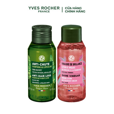 Set 2 mini dầu gội và giấm xả tóc bóng khỏe Yves Rocher 50ml x 50ml