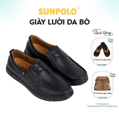 Giày lười nam Da bò SUNPOLO đi làm công sở đi chơi CS5074