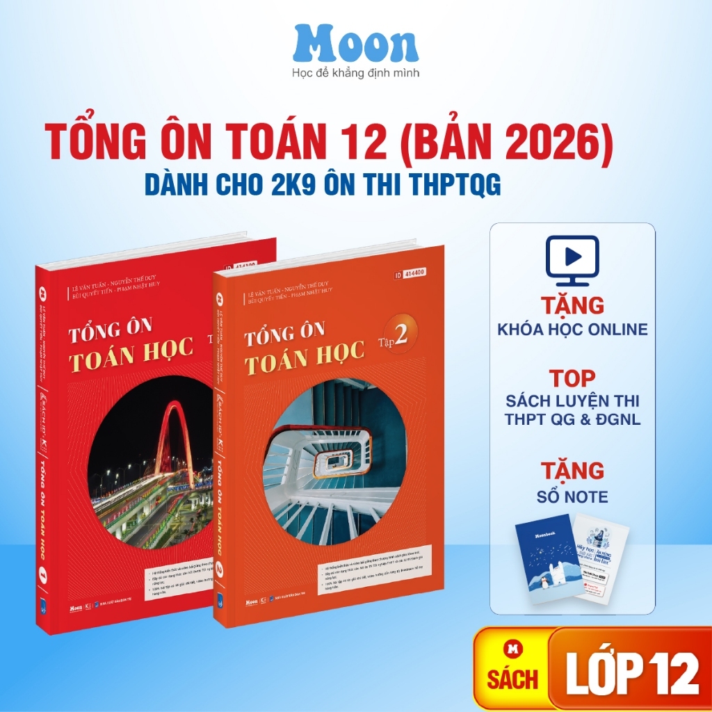 Sách Toán Lớp 12 Tổng ôn dành cho 2k9 Ôn Thi THPT QG & Đánh Giá Năng Lực  Full Combo - Moonbook