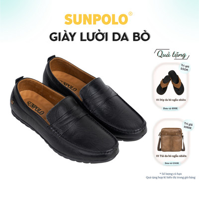 Giày lười nam (Giày mọi) da bò SUNPOLO gọn nhẹ thanh lịch CS5077
