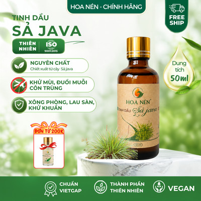 Tinh dầu Sả Java nguyên chất - Hoa Nén - Khử mùi, đuổi muỗi, côn trùng, lau sàn - 50ml
