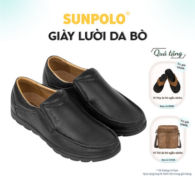 Giày lười nam Da bò cao cấp SUNPOLO đi làm công sở, đi chơi MU1731
