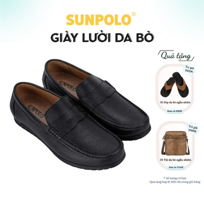 [ Xả kho ] Giày lười nam Da bò cao cấp SUNPOLO Màu Đen - MU2511