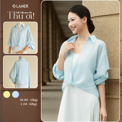 Áo Sơ Mi Kiểu Nữ LAMER FASHION Croptop Vặn Xoắn Gấu Công Sở Basic O61B26Q034 BSTT