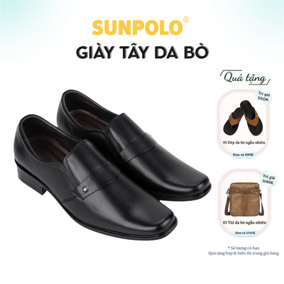 Giày tây nam Da bò SUNPOLO giày đi làm văn phòng đế cao 3.5cm SPH120