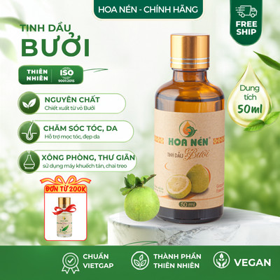 Tinh dầu Bưởi nguyên chất - Hoa Nén - Hương dịu nhẹ, khử mùi, chăm sóc tóc chắc khỏe, mọc tóc - 50ml