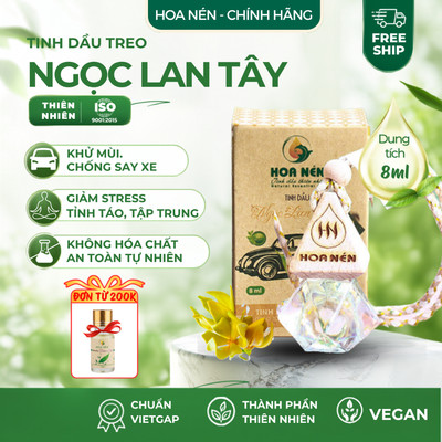Chai treo tinh dầu Ngọc Lan Tây nguyên chất - Hoa Nén - Hương thơm mát, kh.ử mùi, giảm say xe - 8ml