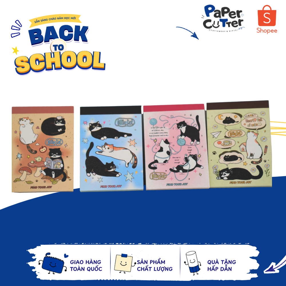 Sổ ghi chú Olli Cat 7.4*10.5cm - Paper Cutter | Find Your Joy