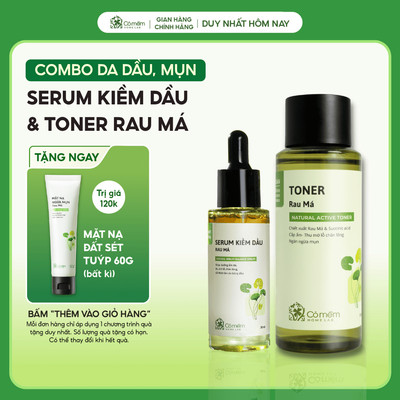 Combo Thu Mờ Lỗ Chân Lông Ngăn Ngừa Mụn Serum Và Toner Rau má Cỏ Mềm 180ml