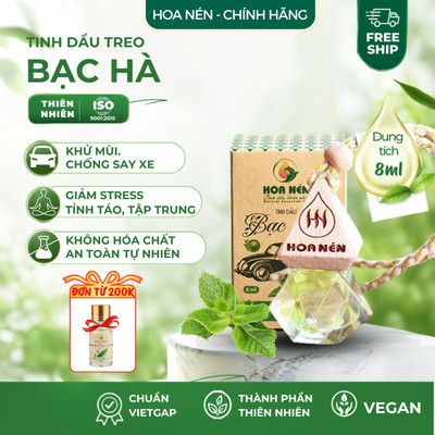 Tinh dầu treo Bạc Hà nguyên chất - Hoa Nén - Khử mùi , đuổi muỗi, gi.ảm say xe - 8ml