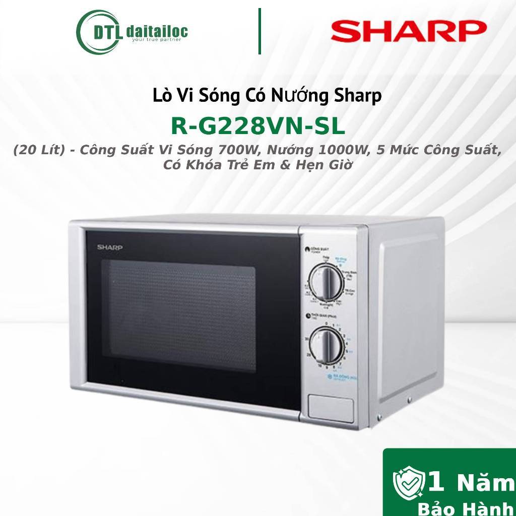 Lò Vi Sóng Có Nướng Sharp R-G228VN-SL (20 Lít) - Công Suất Vi Sóng 700W, Nướng 1000W / Chính Hãng / 
