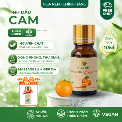 Tinh dầu Cam nguyên chất - Hoa Nén - Hương thơm ngọt, khử mùi, giảm ẩm mốc, đuổi muỗi - 10ml
