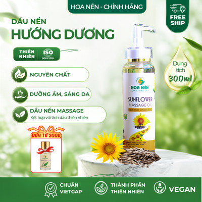 Dầu Hướng Dương nguyên chất - Dầu nền massage, dưỡng da, ch.ống lão hoá - 300ml