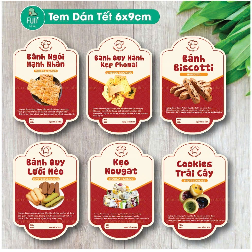 [ Sẵn ] Tem dán bánh tết, tem tết, decal tết, tem bánh hạt tết, tem chúc mừng năm mới.