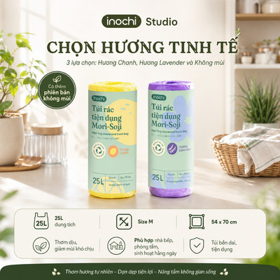 Túi rác tiện dụng Mori có quai hương Inochi, hương lavender, hương chanh tiêu chuẩn xuất khẩu