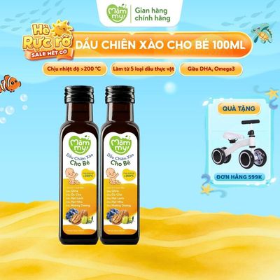 Set 2 chai Dầu chiên xào cho bé Mămmy 100ml chịu nóng trên 200 độ C, làm từ 5 loại dầu tốt lành