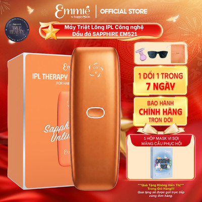 Máy triệt lông Emmie IPL Sapphire Ice Cooling Công Nghệ Làm Lạnh Hỗ Trợ Chăm Sóc Da EM521 Tặng 10 Mask Vi sợi Mãng cầu