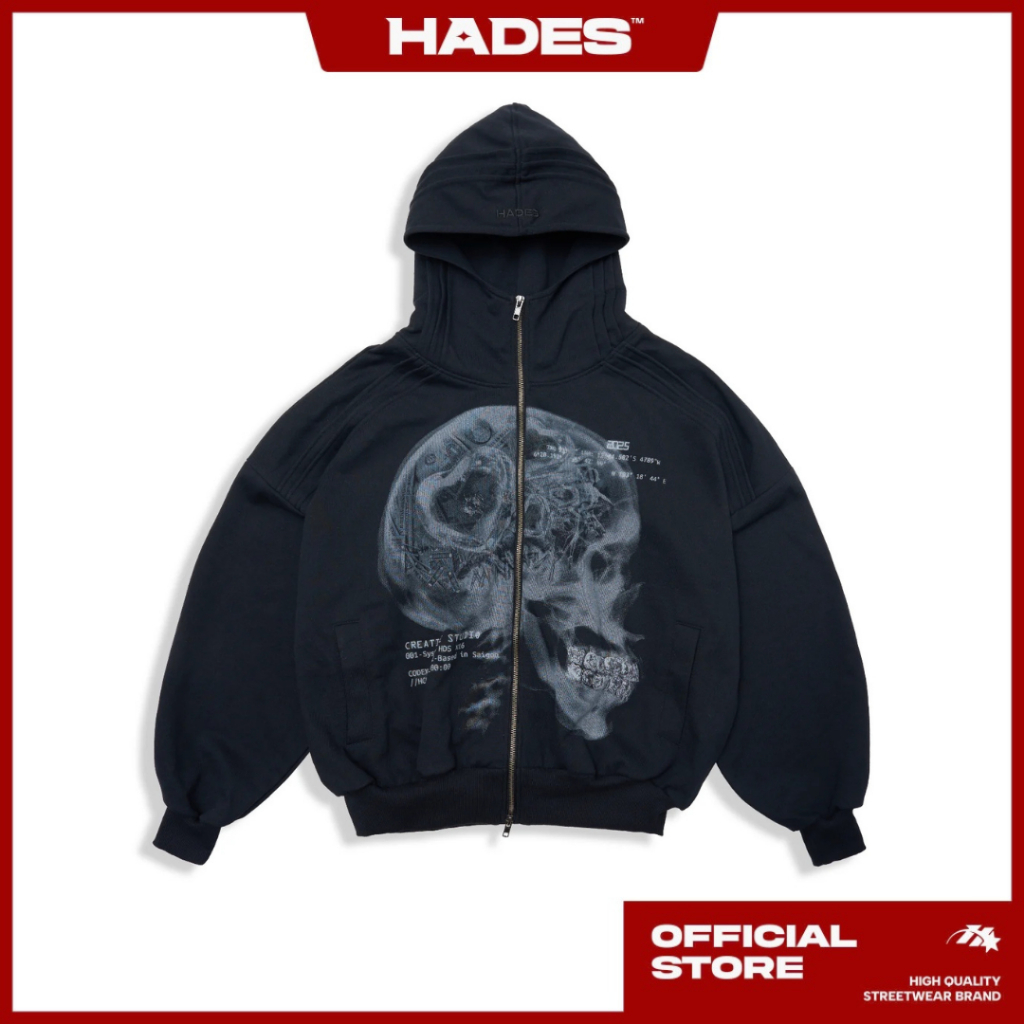 ÁO KHOÁC HADES X-RAY VISION ZIP HOODIE ĐEN.