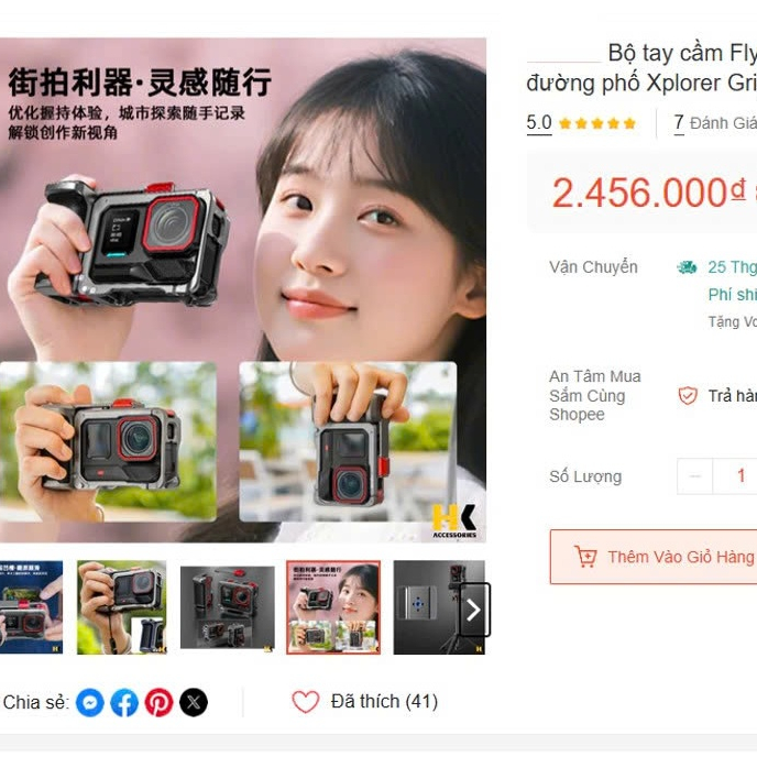 Tay cầm DJ ACTION 3/4/5Pro/6 Chính Hãng Viriak VL-TL01 Full hộp kim nhôm CNC cao cấp ( mới 100% than