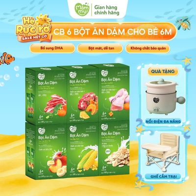 Combo 6 hộp bột ăn dặm Mămmy đầy đủ cho bé, bột mát dễ tiêu hóa giàu vitamin và bổ sung khoáng chất cho bé, 1 hộp 7 gói