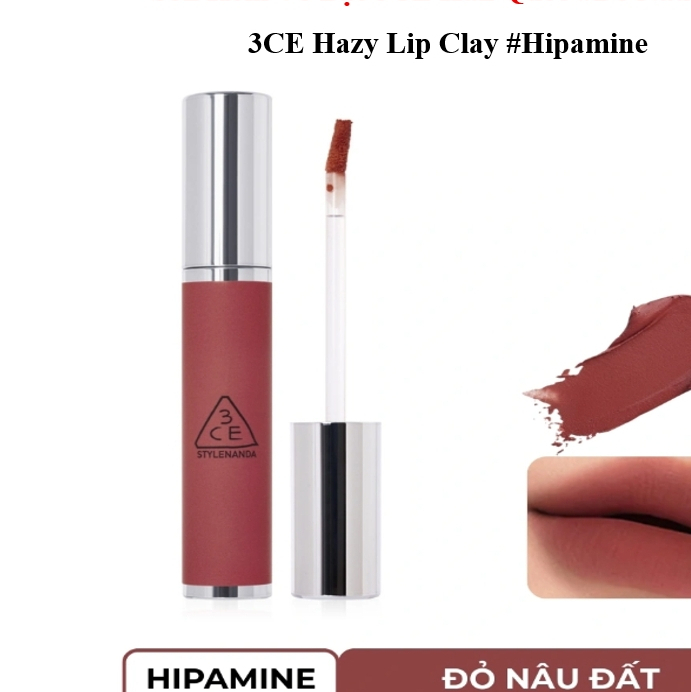 Son Kem 3CE Hàn Quốc Vỏ Bạc #Đỏ Nâu Đất – 3CE Hazy Lip Clay #HIPAMINE 4,0g