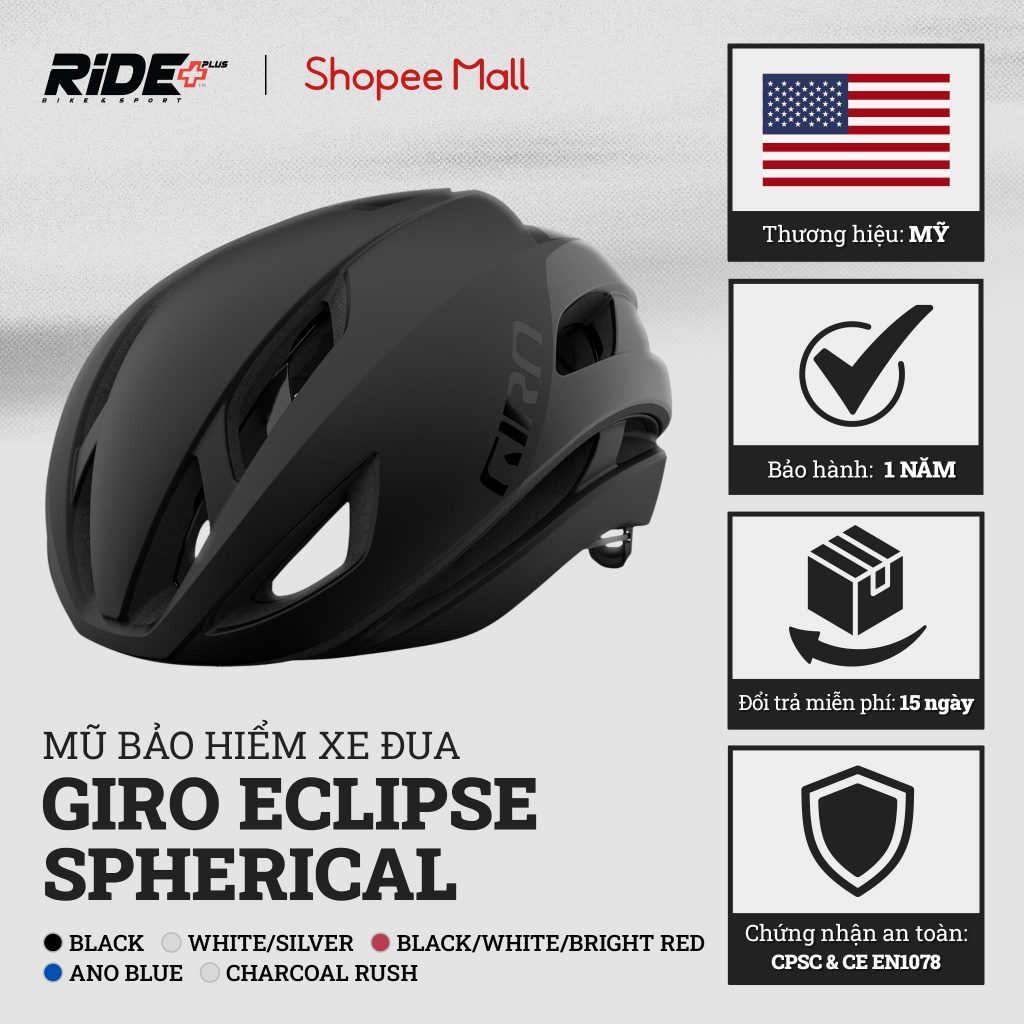 Mũ Bảo Hiểm Xe Đạp đường trường GIRO Eclipse Spherical Helmet tuỳ chọn màu và size