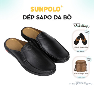 Dép sabo Giày sục nam da bò cao cấp Có size lớn SUNPOLO SP1376