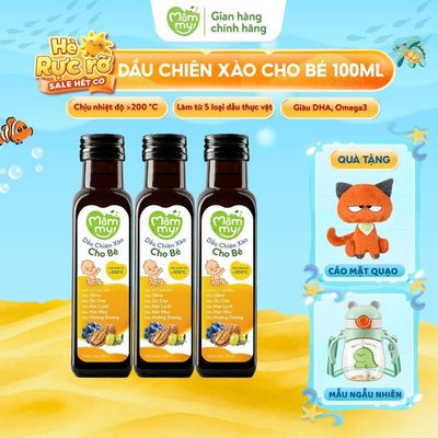 Combo 3 dầu chiên xào cho bé Mămmy 100ml chịu nóng trên 200 độ C, làm từ 5 loại dầu tốt lành