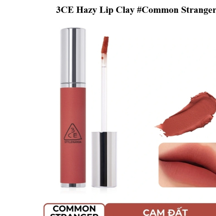 Son Kem 3CE Vỏ Bạc Hàn Quốc #Cam Đất – 3CE Hazy Lip Clay #COMMON STRANGER - 4,0g